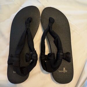 Sanuk Yoga Sling 2 Black Fabric Stretch Comfort Sandals